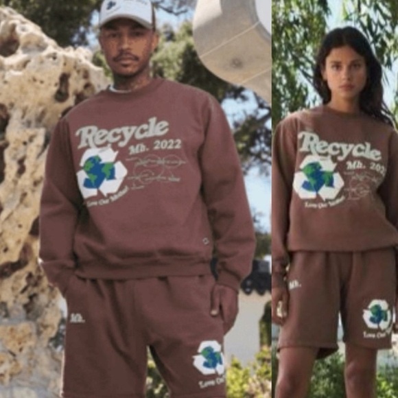Madhappy Recycle Earth Day Fleece Crewneck Sweatshirt XS NWT Chocolate Brown - Picture 1 of 8